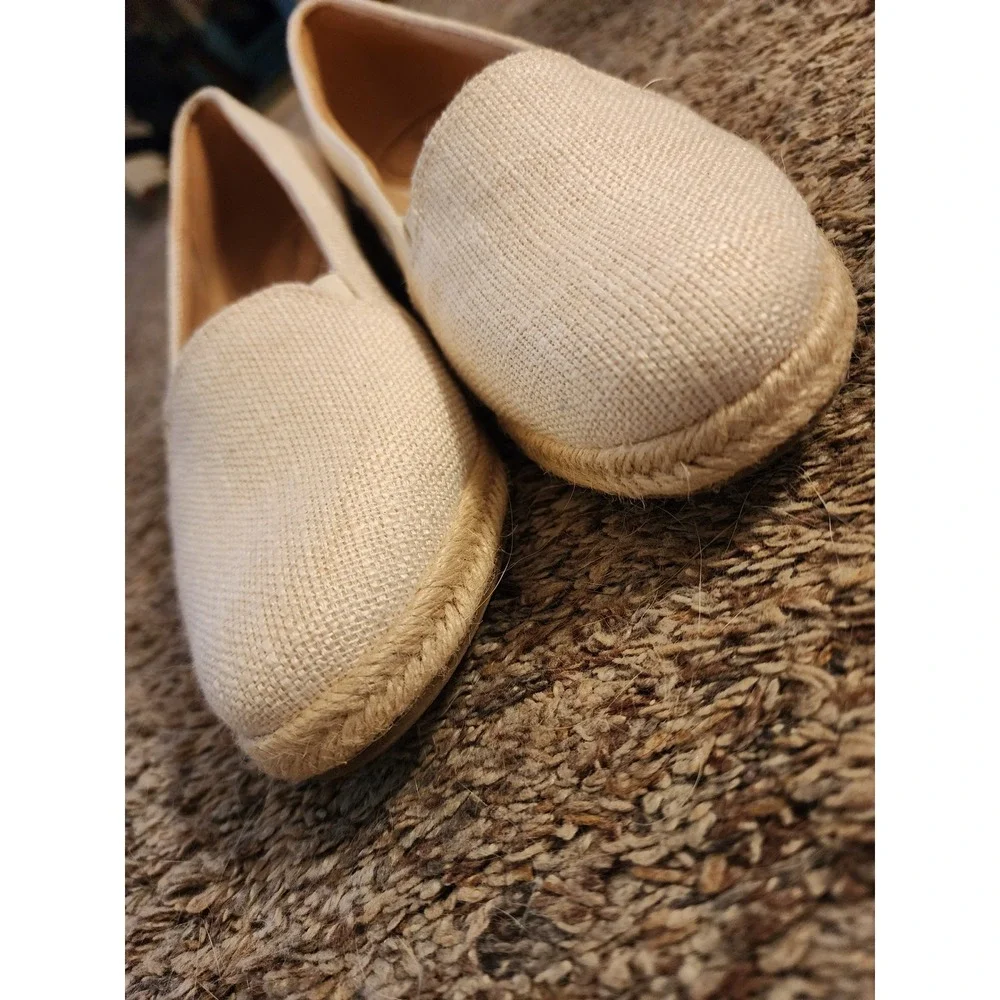 LifeStride Kamilla Beige Canvas Espadrille Wedge Slip On Shoes Size 8M